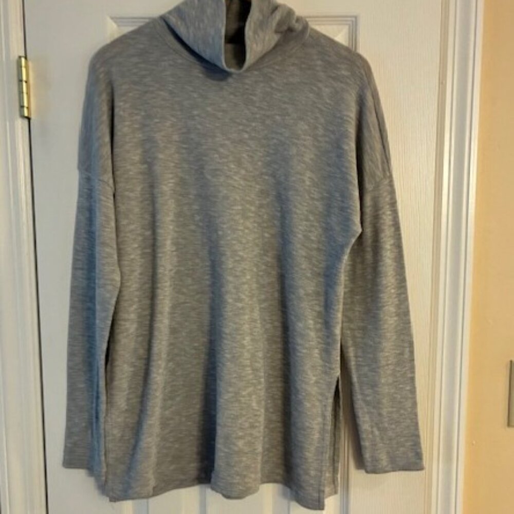 J Crew Women's Vintage Fleece Gray Knit Turtleneck Long Sleeve Sweater Size L